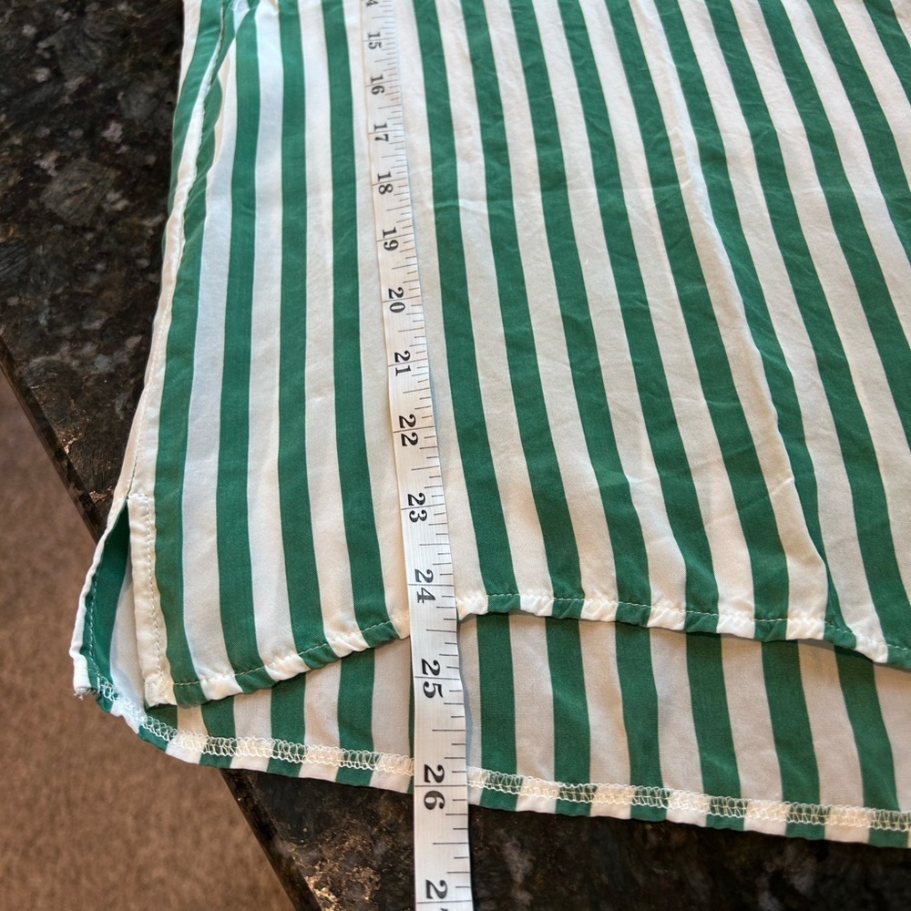 BRAX Feel Good Green and White Striped tunic blouse. US 4. Silky. EUC. Preppy. - Picture 11 of 12